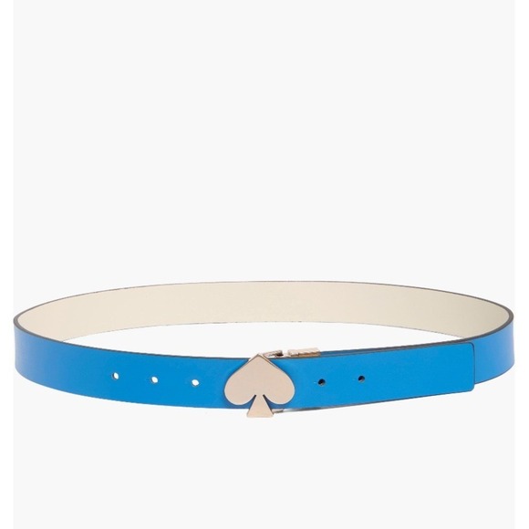 Kate Spade Reversible Spade Leather Belt Blue/White Medium NWT